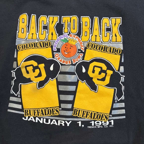 Vintage 1991 CU Buffs back To Back Crewneck Sweatshirt Colorado XL - Picture 2 of 5